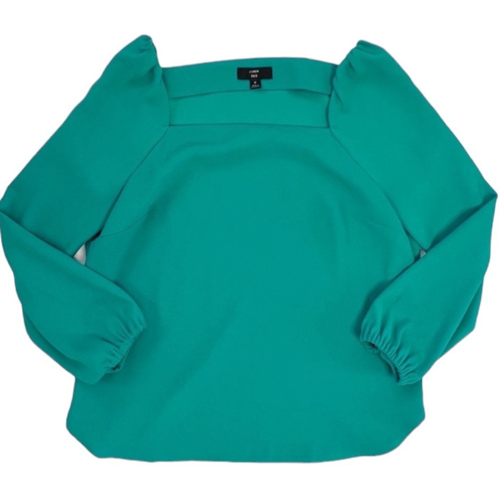 J. Crew Teal Puff Sleeve Blouse